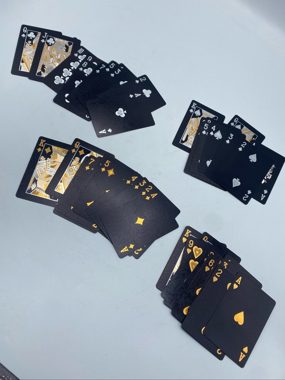 Deck of Cards Black Gold Silver Waterproof Plastic